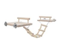 ROMISBABA 1set Wooden Parrot Play Stand Swing Bridge and Ladder Bird Chewing Toys for Parakeets and Cockatiels Multifunctional Bird Platform for Indoor Use