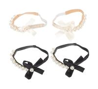 ROMISBABA 2 Pairs Faux Pearl High Heel Shoe Straps Anti-slip Replacement Bands for Women Sandals and Pumps Detachable Elegant Beaded Anklet Straps Preventing Shoe Dropping Comfortable and