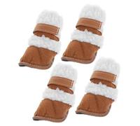 ROMISBABA 2 Pairs Pet Skid Snow Boots for Dogs Warm Non Slip Paw Protectors for Outdoor Winter Walking Chihuahua Puppy Shoes Khaki