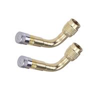 ROMISBABA 2 Pcs Brass Air Tyre Valve Extension Adapter Angled Stem for Car Truck Motorcycle Metal Valve Stem Extender with Sealing for Easy Inflation and Pressure Checking Random Color