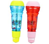 ROMISBABA 2 Pcs Echo Microphones Prop Mic Bright Red Blue Plastic Simulated Retro Amplifying Mics for Party Favors Fun Accessory