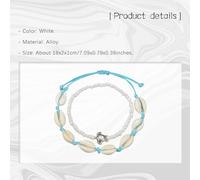 ROMISBABA 2 Pieces Vintage Ankle Chains Set with White Shell Beads and Turtle Charms, Creative Adjustable Anklet Jewelry for Women Beachwear and Summer Fashion