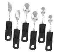 ROMISBABA 2 Sets Adaptive Portable Utensils for Elderly and Disabled Shaking Weighted Fork and Spoon with Raised Non Slip Handles Bendable for Left Right Hand Use