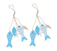 ROMISBABA 2 Sets Rustic Wooden Fish Wall Sculpture Coastal Nautical Home Decor Lightweight Natural Wood Ocean Theme Hanging Ornaments for Entryway Study Nursery Bathroom