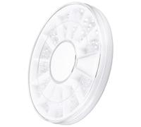 ROMISBABA 200pcs Box Mixed Size Flat Back Pearl Cabochons Nail Decoration White Resin Pearls 2mm and 3mm for Invitation Card and Cell Phone Case Decoration