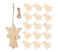ROMISBABA 20pcs Angel Shape Wooden Ornaments with Twine Unfinished Wood Craft for Christmas Tree Wedding Birthday Thanksgiving Decoration DIY Painting and Staining