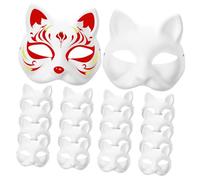 ROMISBABA 20pcs Blank White Cat Masks DIY Painting for Cosplay Masquerade Paper Material for Adults Unfinished Handcraft for Creative Decoration and Halloween Use