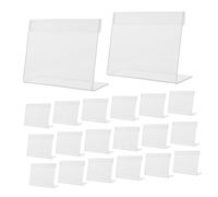 ROMISBABA 20pcs Clear Acrylic Price Tag Holders with Label Slot Shape Display Stands for Supermarket Price Signs Food Labels Business Cards Space Saving and Easy Content Change