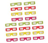 ROMISBABA 20Pcs Glasses Cardboard Frame with Pet Lens for Movies Games and Anaglyph Viewing Red Yellow Green Spectacles for Family Fun and Parties