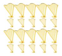 ROMISBABA 20pcs Golden Mini Lyre Harp Pendants with Lifelike Appearance Plastic Charms for DIY Jewelry Making and Music Teaching Aid, Vintage Style Accessories for Music Enthusiasts