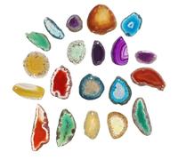 ROMISBABA 20pcs Natural Agate Slices with Drilled Holes for Jewelry Making and Coasters, Dyed Agate Stones with Visual Appeal for Geode Decor and DIY Accessories