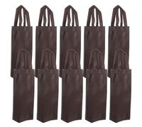 ROMISBABA 20Pcs Reusable Non-Woven Fabric Wine Bags with Handle Single Bottle Carrier for Wine Whiskey Beer Party Christmas Coffee Color