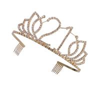 ROMISBABA 21th Birthday Tiara Crystal Rhinestone Headband with Hair Combs, Gold Queen Crown for Birthday Party and Prom Decorations