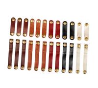 ROMISBABA 24pcs Handmade Leather Cable Straps Cord Organizer with Snap Button USB and Earphone Wire Fixing Clips Compact Leather Cord Ties Colors for Tidy Cable Management