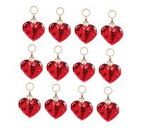 ROMISBABA 24Pcs Heart Sequin Keychain Double Sided Glitter Keychains for Valentine's Day Stylish Key Chain Pendants for Friends and Couples