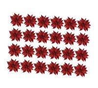 ROMISBABA 24Pcs Mini Double Layer Red Glitter Christmas Tree Flowers Garland Rattan Floral Decor for Wreaths DIY Handmade Arrangement Bright Vivid Colors Festive Hanging Decorations