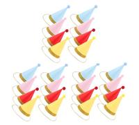 ROMISBABA 24pcs Party Paper Headwear Cone Hats with Pom Poms and Gold Edge Birthday Party Hat for Celebration Elegant Hot Stamped Design for Festivals