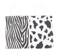 ROMISBABA 24Pcs Zebra and Cow Print Paper Bags Each Pattern Recyclable Handheld Wrapping Bags for Party Favors Birthday Presents Boutique Shopping Packaging