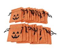 ROMISBABA 25Pcs Halloween Drawstring Linen Candy Bags Orange Pumpkin Souvenir Gift Bags for Party Treats Snacks Storage Portable Halloween Supplies