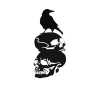 ROMISBABA 28x60cm Black Crow Skull Wall Sticker PVC Waterproof Self-Adhesive Halloween Wall Decal Removable Without Residue for Home and Party Decoration
