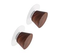 ROMISBABA 2PC Creative Solid Wood Wall Hooks Strong Adhesive Coat Hangers Modern Minimalist Decorative for Home Bedroom Dormitory Large Seamless Sticker Cone Black Walnut