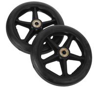 ROMISBABA 2pcs 6-inch Black Front Wheel Replacement for Wheelchair with Bearings, Sturdy Drive Wheelchair Parts Suitable for Walkers and Mobility Aids