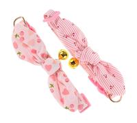 ROMISBABA 2pcs Adjustable Cotton Bow Tie Cat Collar with Bell Breakaway Kitten Collars for Female Cats and Small Dogs Lightweight Design for Everyday Wear and Outdoor Safety