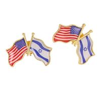 ROMISBABA 2pcs American Israel Friendship Lapel Pin Brooches - Double Flag Zinc Alloy Badge for Suit Hat Tie - US and Israeli National Country Flag Pins Accessory