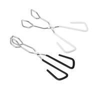 ROMISBABA 2pcs BBQ Clip Food Squeezer Kitchen Tongs with Scald Long Handles Non Slip Grip for Indoor Cooking Outdoor Barbecue Food Serving in Black and White
