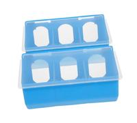 ROMISBABA 2pcs Blue Pigeon Feeder with Secure Lid and Triple Compartments for Feed Water Grit Plastic Bird Cage Trough for Poultry Quail Feeding Mess-reducing Hanging Box with Modern Design