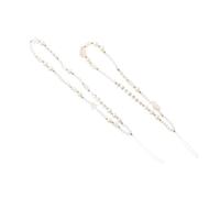 ROMISBABA 2Pcs Bohemian Style Phone Hanging Chain with Anti-lost Beads and Fixing Rope DIY Pearl Shell Letter Decoration Lightweight Wrist Strap for Mobile Phones White Forever Happy