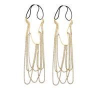 ROMISBABA 2pcs Boho Style Elastic Rhinestone Leg Chain Body Jewelry for Women Sparkly Crystal Thigh Chains with Comfortable Stretch Band Premium Alloy Layered Accessory for Beach Vacations