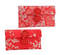 ROMISBABA 2pcs Brocade Silk Red Envelopes with Chinese Knot Embroidery, Chinese Style Lunar New Year Money Packets for Wedding and Spring Festival Celebration