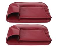 ROMISBABA 2Pcs Car Seat Gap Filler Organizer with PU Leather, Red Front Driver and Passenger Side Storage Pockets for Cellphone, Wallet, and Key Holder, Car Console and Seat Crevice Storage