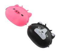 ROMISBABA 2pcs Cartoon Silicone Change Purse Set with Animal Clip, Black and White Dog Pink Pig, Compact Coin Pouch for Women’s Accessories and Everyday Use