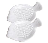 ROMISBABA 2pcs Ceramic Garlic and Ginger Grinders Fish Shaped Manual Kitchen Mashing Plates for Home Use Food Seasoning and Vegetable Grinding