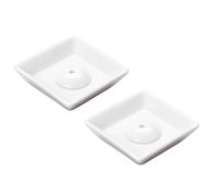 ROMISBABA 2pcs Ceramic Incense Holders White Square round Tabletop Stick Tray Set No Fading No Rust, Elegant Japanese Style for Office and Study Room Decor