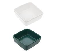 ROMISBABA 2Pcs Ceramic Pet Feeding Bowls Small Pure Color Food Water Dish for Hamsters Guinea Pigs Compact Easy Clean Practical Mini Feeders White and Dark Green