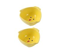 ROMISBABA 2Pcs Ceramic Rutin Chicken Feeders Pet Food Containers with Cute Chicken Design Easy to Clean Durable Feeding Dishes for Birds Hamsters Small Animals Decoration