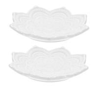 ROMISBABA 2pcs Ceramic Trinket Tray with Mandala Flower Design Decorative Jewelry Organizer Dish for Rings Earrings Keys Versatile Storage Stylish Home Display and Easy to Maintain