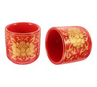 ROMISBABA 2pcs Ceramic Water Bowl Set for Buddhist Worship and Meditation, Smooth Design Without Burrs, Round Shape, for Temple and Home Use