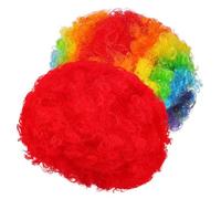 ROMISBABA 2pcs Clown Wigs Rainbow Afro Curly Lightweight Costume Wigs for Adults Women Halloween Carnival Party and Easy to Style