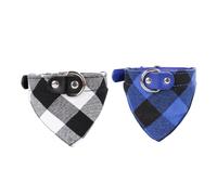ROMISBABA 2pcs Cool Collars for Dogs Triangular Scarf Collar Check Design Pet Harness Leash Safe Comfortable