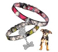 ROMISBABA 2Pcs Decorative Dog Collars Wear Resistant Puppy Collars with Bells Comfortable Cat Accessories for Pet Parties Durable Design Avocado and Hot