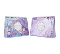 ROMISBABA 2pcs Desk Calendar Standing Flip Calendar with English Dates Elegant Purple Floral Design Monthly Habit Tracker for Office Home School Planning and Organizing