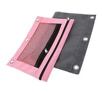 ROMISBABA 2pcs Double Layer Oxford Cloth Pencil Pouch Binder Organizers for Stationery Use Practical File Holder for Office School and Travel Gray Pink