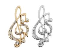 ROMISBABA 2Pcs Elegant Music Note Brooch Pins with Rhinestones Jewelry for Women for Music Lovers Valentine Day Anniversaries Birthdays