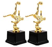 ROMISBABA 2pcs Golden Plastic Soccer Trophy Cups with Polished Surface and Resists Tipping Feature for Community Contests and School Leagues Sports Award Souvenirs