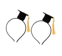 ROMISBABA 2pcs Graduation Headband with Gold Tassel Stylish Doctor Hat Headdress for Party and Ceremony Hair Accessories for Adults