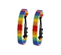 ROMISBABA 2pcs Handwoven Rainbow Lgbt Wristband Braided Colorful Pride Bracelet for Gay Lesbian Couples Handmade Festival Jewelry Gift